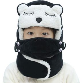 Cute Kids Winter Hat Baby Boy Girl Windproof Ski Mask Balaclava Trapper Cap Fur Fleece Warm Earflap Beanie Snow Hat in Saudi Arabia