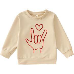 طفل طفل رضيع فتاة عيد الحب مرة أخرى من النوع الثقيل الحب الأحمر لقميص لقميص العطلة ملابس طويلة الأكمام من الملابس in Kuwait