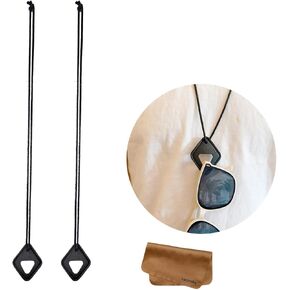 2 حزمة من قلادة حامل النظارات الجلدية، حبل حامل النظارات بدون استخدام اليدين للنظارات الشمسية ونظارات القراءة، قلادة أنيقة من جلد البولي يوريثان على شكل ألماس، شماعة نظارات التجنيب in Kuwait