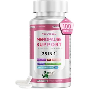 مكملات انقطاع الطمث للنساء، 400 ملغ من الكوهوش الأسود و200 ملغ من DIM للهبات الساخنة وتخفيف التعرق الليلي وتوازن الهرمونات، 35 في 1 مع البروبيوتيك والأشواغاندا والبرسيم الأحمر، 100 كبسولة/إمداد لمدة 50 يومًا in Kuwait