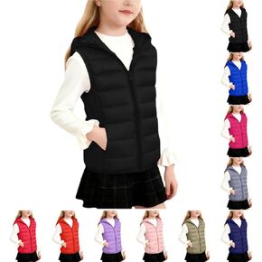 Girls Puffer Vest Hooded Warm Travel Zip Up Sleeveless Winter Jacket Lightweight Padded Vests Cozy Fall Coats Clothes in Kuwait