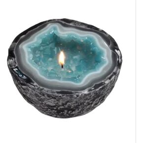 وعاء حامل شموع من الراتنج المزخرف، تصميم من العقيق الطبيعي، حاوية للعلاج بالروائح العطرية للاستخدام الداخلي والخارجي (أرجواني، كبير 2.36 * 4.72 بوصة) in Kuwait