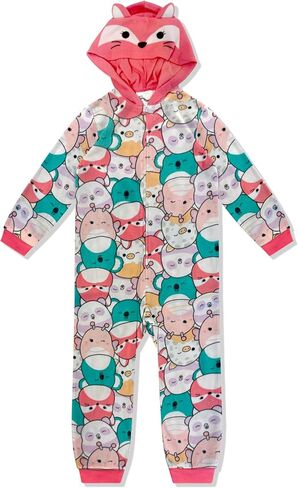 Squishmallows Girls Onesie Pajamas - Long Sleeve Zip Up Hooded Blanket Sleep - One Piece Costume - Official License in Saudi Arabia