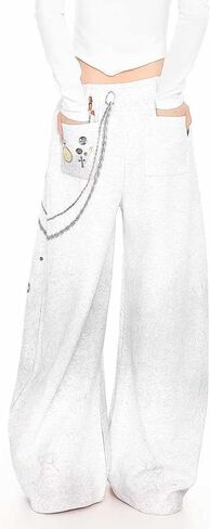 Unisex Y2k Vintage 3D Cartoon Chain Print Sweatpants Grunge Distressed Baggy Wide Leg Pants Hiphop Streetwear Joggers in Saudi Arabia