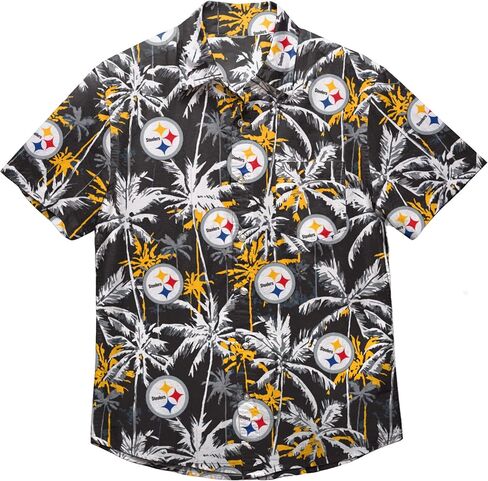 FOCO Men's Tennessee Titans NFL Team Logo Aloha Tropical Button Up Shirt, Black Floral in Saudi Arabia