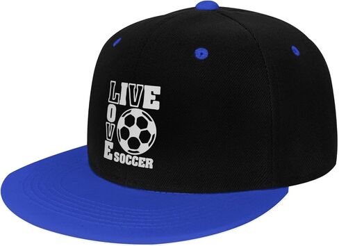قبعة Live Love Soccer ذات حافة مسطحة للأطفال على طراز الهيب هوب بألوان متباينة، قبعة Snapback باللون الأحمر in Kuwait