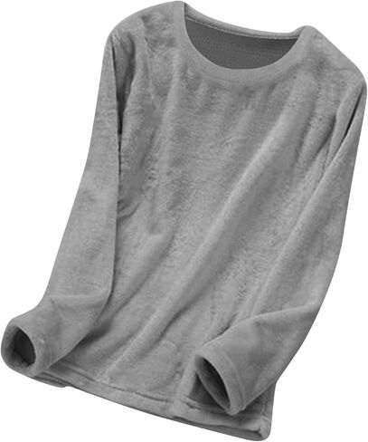 المرأة بيجامة صوف بلايز طويلة الأكمام الحرارية البلوز ملابس خاصة شتاء دافئ Crewneck قمصان لينة غامض المتسكعون in Kuwait