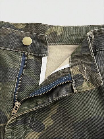 WDIRARA Men's Camo Cargo Denim Shorts Baggy Jorts Ripped Wide Leg Capri Jeans Streetwear in Saudi Arabia