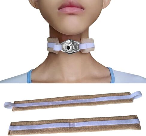 حزام حامل أنبوب القصبة الهوائية، قطعتان من حامل أنبوب القصبة الهوائية قابل للتعديل، أربطة ثقب القصبة الهوائية الناعمة القابلة لإعادة الاستخدام (كاكي) in Kuwait