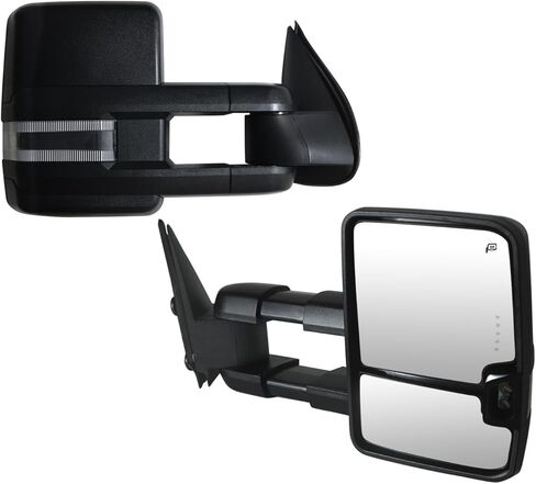 Towing Mirrors Compatible with 2003-2007 Chevy Silverado GMC Sierra 1500 2500 HD 3500 Suburban Yukon Tahoe Power Heated Side View Mirrors with Turn Signal Lights Puddle Lights (Chrome) in Saudi Arabia
