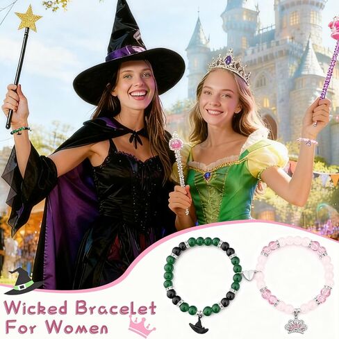 Friendship Bracelet for Women Magic Wand&Witch Hat Beaded Stretch Bracelet Witch Gifts Fans Party Dress Costume Accessories in Saudi Arabia