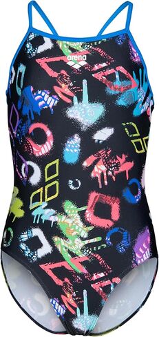 Arena Girls Arena Feel Graffiti Girls' Light Drop Back Junior Swimsuit Kids Bathing Suit in Saudi Arabia