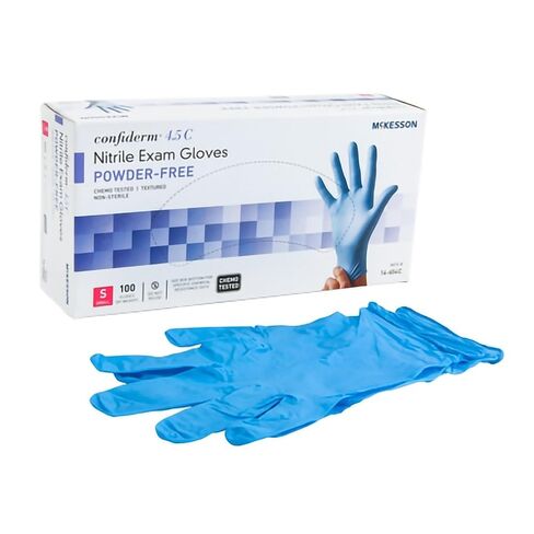 McKesson Confiderm 4.5C Nitrile Exam Gloves - Powder-Free, Latex-Free, Ambidextrous, Textured Fingertips, Chemo Tested, Non-Sterile - Light Blue, Size Medium, 100 Count, 10 Boxes, 1000 Total in Saudi Arabia