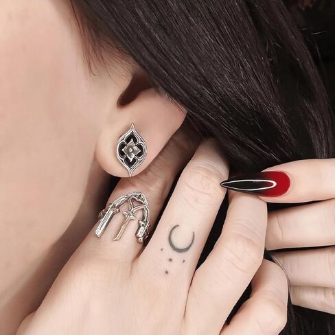 PUNKYOUTH 1 Pair Cathedral Rose & Petal Ear Tunnels – Gothic Screw Back Plugs & Double Flare Gauges, Alternative Stretched Ears Jewelry, Saddle Stretching Plugs for Women Men 0g–1 Inch in Saudi Arabia