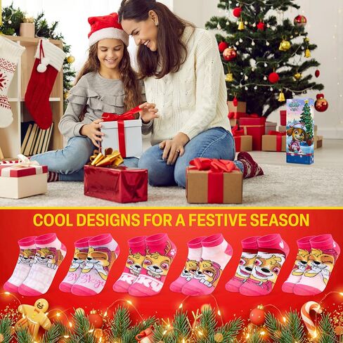 Get Trend Paw Patrol 24 Pcs Socks Advent Calendar 2025 for Girls, Christmas Countdown, Novelty Socks Size 3–6 Yrs with Gift Box, Gifts for Girls (Multi Skye) in Saudi Arabia