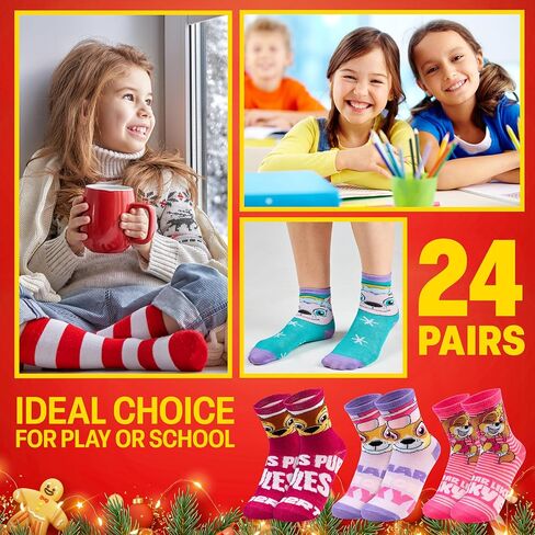Get Trend Paw Patrol 24 Pcs Socks Advent Calendar 2025 for Girls, Christmas Countdown, Novelty Socks Size 3–6 Yrs with Gift Box, Gifts for Girls (Multi Skye) in Saudi Arabia