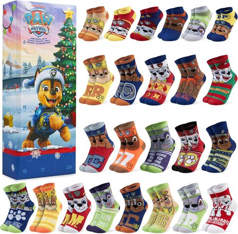Get Trend Paw Patrol 24 Pcs Socks Advent Calendar 2025 for Girls, Christmas Countdown, Novelty Socks Size 3–6 Yrs with Gift Box, Gifts for Girls (Multi Skye) in Saudi Arabia