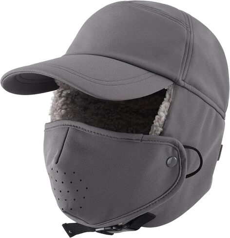 Connectyle Warm Winter Hat with Ear Flaps Mask Cold Weather Outdoor Ski Cap Water-Resistant Baseball Trapper Hat for Men in Saudi Arabia