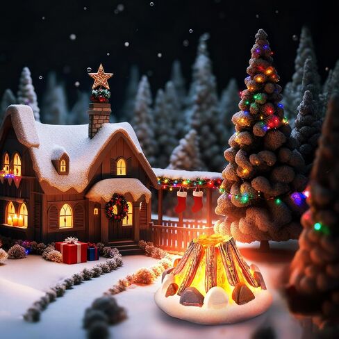 Hiboom Christmas Village Accessories, Camp Fire Fake Fire Pit Figurine with LED Lights, Battery Operated 2.5" Christmas Village Display, Xmas Decorations Indoor for Desktop Home Decor Gifts (1 Pack) in Saudi Arabia