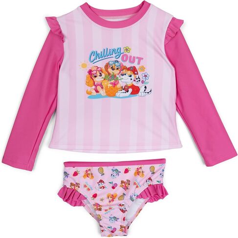 Paw Patrol Girls Rash Guard and Bikini Bottom Swim Set UPF 50+ Toddler to Little Kid Sizes (2T - 6) in Saudi Arabia