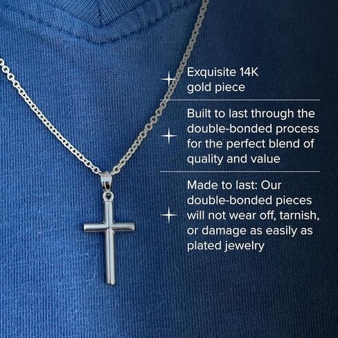 Cross+Crown Premium 14K Yellow Gold Tube Cross Pendant, Durable Double-Bonded 14K Pendant for Necklace, Women & Mens Gold Tube Cross for Chain, Handcrafted Religious Jewelry in the USA with Premium Jewelry Box in Saudi Arabia