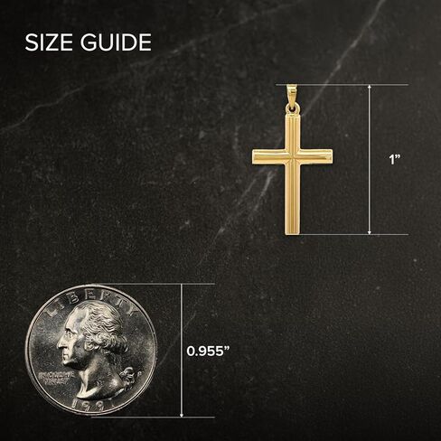 Cross+Crown Premium 14K Yellow Gold Tube Cross Pendant, Durable Double-Bonded 14K Pendant for Necklace, Women & Mens Gold Tube Cross for Chain, Handcrafted Religious Jewelry in the USA with Premium Jewelry Box in Saudi Arabia