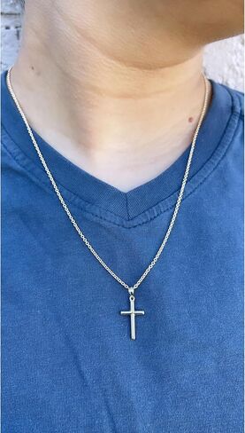 Cross+Crown Premium 14K Yellow Gold Tube Cross Pendant, Durable Double-Bonded 14K Pendant for Necklace, Women & Mens Gold Tube Cross for Chain, Handcrafted Religious Jewelry in the USA with Premium Jewelry Box in Saudi Arabia
