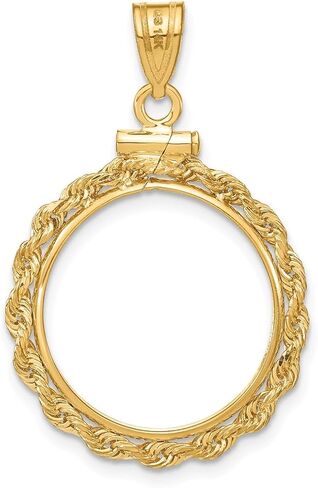 14k الذهب الأصفر 2mm حبل المسمار الأعلى 17.8mm عملة الحافة قلادة in Kuwait
