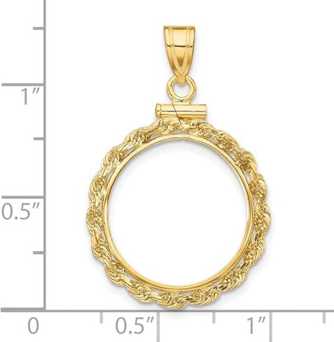 14k الذهب الأصفر 2mm حبل المسمار الأعلى 17.8mm عملة الحافة قلادة in Kuwait