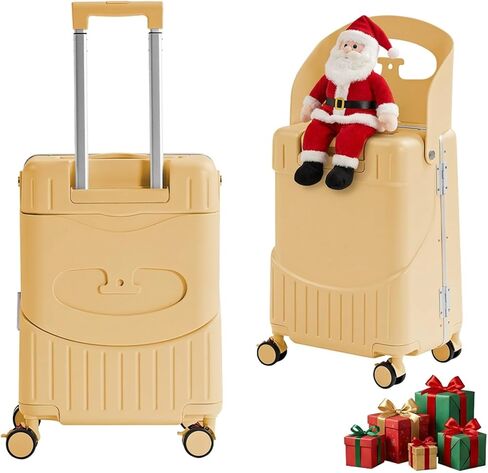 20'' Luggage with Child Seat, Ride On Suitcase with Shockproof Silent Spinner Wheels, TSA Lock, Carry On Luggage with Foldable Backrest, Bag Hook for Kids. in Saudi Arabia