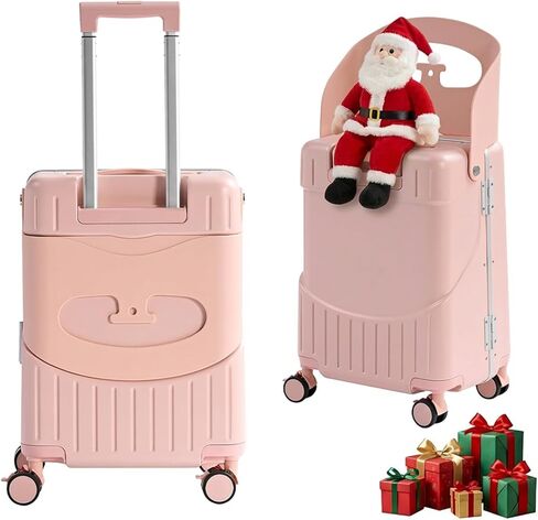 20'' Luggage with Child Seat, Ride On Suitcase with Shockproof Silent Spinner Wheels, TSA Lock, Carry On Luggage with Foldable Backrest, Bag Hook for Kids. in Saudi Arabia