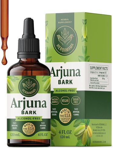 HERBAMAMA Arjuna Tincture - Vegan Antioxidant Support with Terminalia Arjuna Bark Extract Drops - Non-GMO, Alcohol & Sugar-Free Liquid Supplement, 84-Day Supply in Saudi Arabia