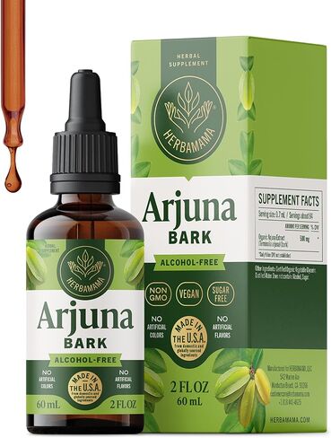 HERBAMAMA Arjuna Tincture - Vegan Antioxidant Support with Terminalia Arjuna Bark Extract Drops - Non-GMO, Alcohol & Sugar-Free Liquid Supplement, 84-Day Supply in Saudi Arabia