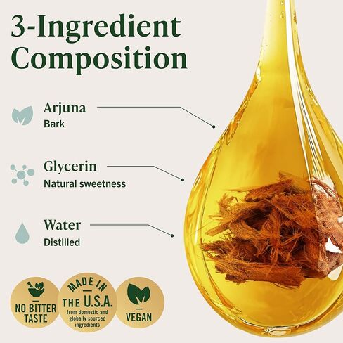 HERBAMAMA Arjuna Tincture - Vegan Antioxidant Support with Terminalia Arjuna Bark Extract Drops - Non-GMO, Alcohol & Sugar-Free Liquid Supplement, 84-Day Supply in Saudi Arabia