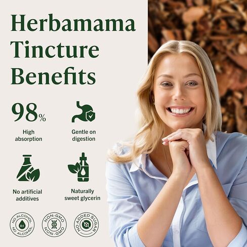 HERBAMAMA Arjuna Tincture - Vegan Antioxidant Support with Terminalia Arjuna Bark Extract Drops - Non-GMO, Alcohol & Sugar-Free Liquid Supplement, 84-Day Supply in Saudi Arabia