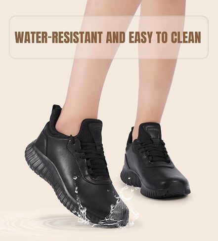 SHULOOK Non Slip Work Shoes for Women Food Service Water Resistant Sneakers Waterproof Kitchen Chef Restaurant Lace Up Walking Lightweight Comfortable Nursing Working Footwear in Saudi Arabia
