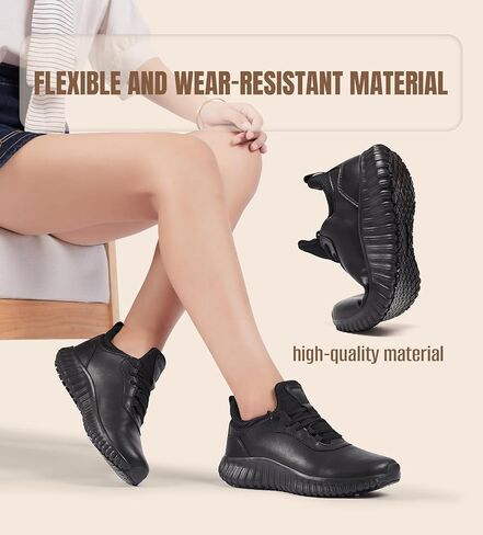 SHULOOK Non Slip Work Shoes for Women Food Service Water Resistant Sneakers Waterproof Kitchen Chef Restaurant Lace Up Walking Lightweight Comfortable Nursing Working Footwear in Saudi Arabia