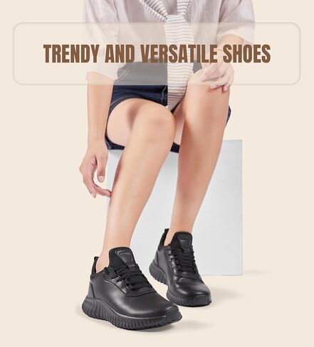 SHULOOK Non Slip Work Shoes for Women Food Service Water Resistant Sneakers Waterproof Kitchen Chef Restaurant Lace Up Walking Lightweight Comfortable Nursing Working Footwear in Saudi Arabia