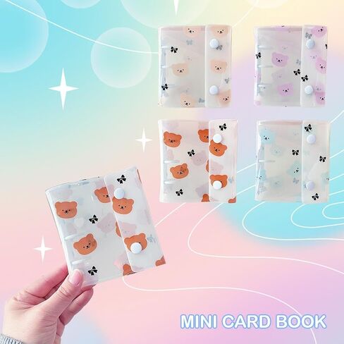 Mini cute bear Photo Album,Travelers Notebook Cover,Loose Leaf Refillable,3-Rings Transparent Photocard,Storage Binder Bookfor Picture Cards Storage,for Teen Women Home School Travel Road Trip Holiday in Saudi Arabia