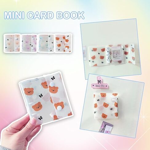Mini cute bear Photo Album,Travelers Notebook Cover,Loose Leaf Refillable,3-Rings Transparent Photocard,Storage Binder Bookfor Picture Cards Storage,for Teen Women Home School Travel Road Trip Holiday in Saudi Arabia