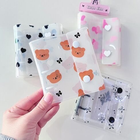 Mini cute bear Photo Album,Travelers Notebook Cover,Loose Leaf Refillable,3-Rings Transparent Photocard,Storage Binder Bookfor Picture Cards Storage,for Teen Women Home School Travel Road Trip Holiday in Saudi Arabia