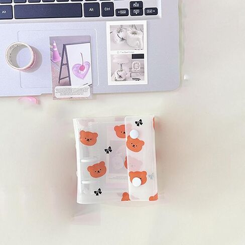 Mini cute bear Photo Album,Travelers Notebook Cover,Loose Leaf Refillable,3-Rings Transparent Photocard,Storage Binder Bookfor Picture Cards Storage,for Teen Women Home School Travel Road Trip Holiday in Saudi Arabia