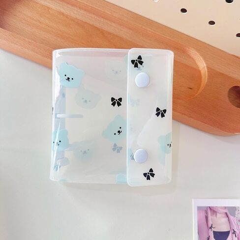 Mini cute bear Photo Album,Travelers Notebook Cover,Loose Leaf Refillable,3-Rings Transparent Photocard,Storage Binder Bookfor Picture Cards Storage,for Teen Women Home School Travel Road Trip Holiday in Saudi Arabia