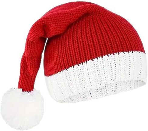 Santa Hat Knitted Christmas Hats Parent-Child Pom Winter Hat Beanie Skull Caps for Kids Adult in Saudi Arabia