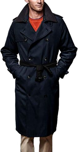 London Fog Men's Raleigh Double Breasted Long Trench Coat with Zip Out Liner in Saudi Arabia