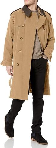 London Fog Men's Raleigh Double Breasted Long Trench Coat with Zip Out Liner in Saudi Arabia