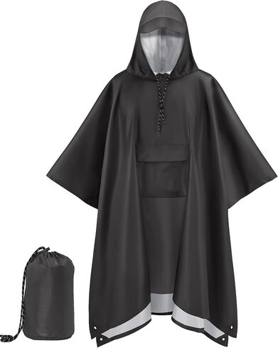 COOFANDY Rain Poncho for Adults with Hood Pockets Reusable Waterproof Packable Rain Coat Jacket Travel Hiking Emergency in Saudi Arabia