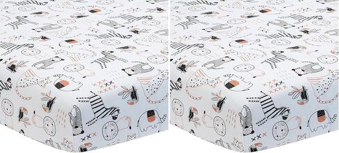 Lambs & Ivy Patchwork Jungle Cotton Fitted Crib Sheet, Multicolor, (718006B) in Kuwait