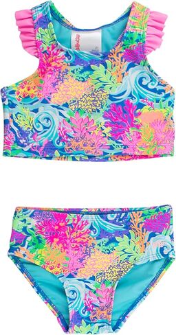 RuffleButts Girls UPF50+ Sun Protected Racerback Flutter Tankini 2-Piece Swimsuit in Saudi Arabia