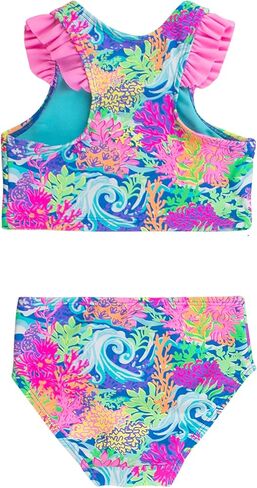 RuffleButts Girls UPF50+ Sun Protected Racerback Flutter Tankini 2-Piece Swimsuit in Saudi Arabia
